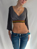 Vintage grey cropped long sleeve top