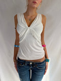 Vintage Bebe white ruched tank top
