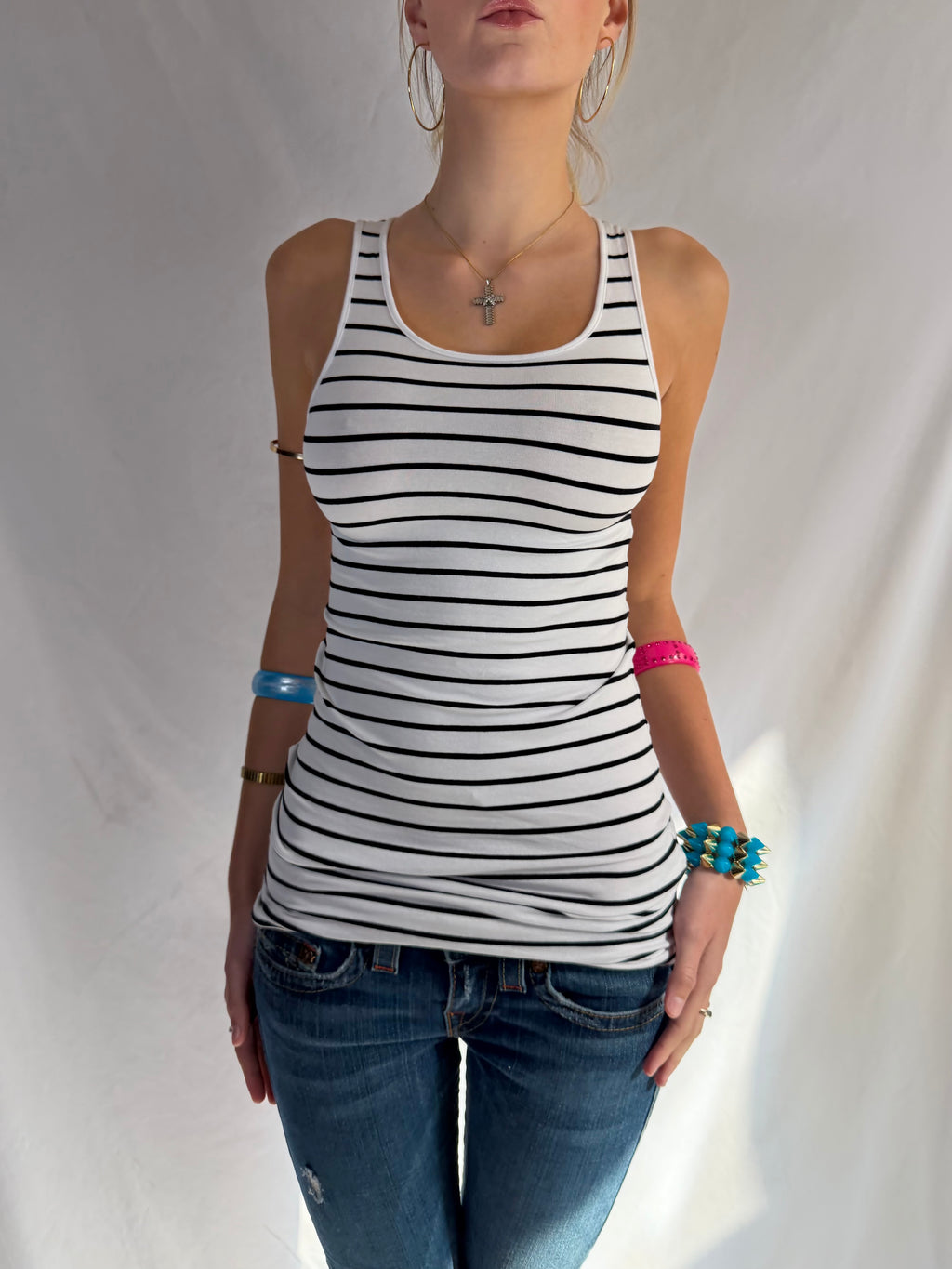 Vintage fitted striped tank top