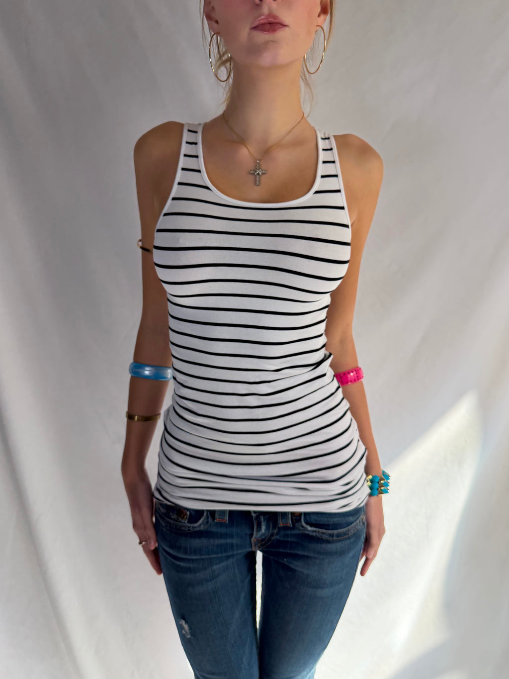Vintage fitted striped tank top