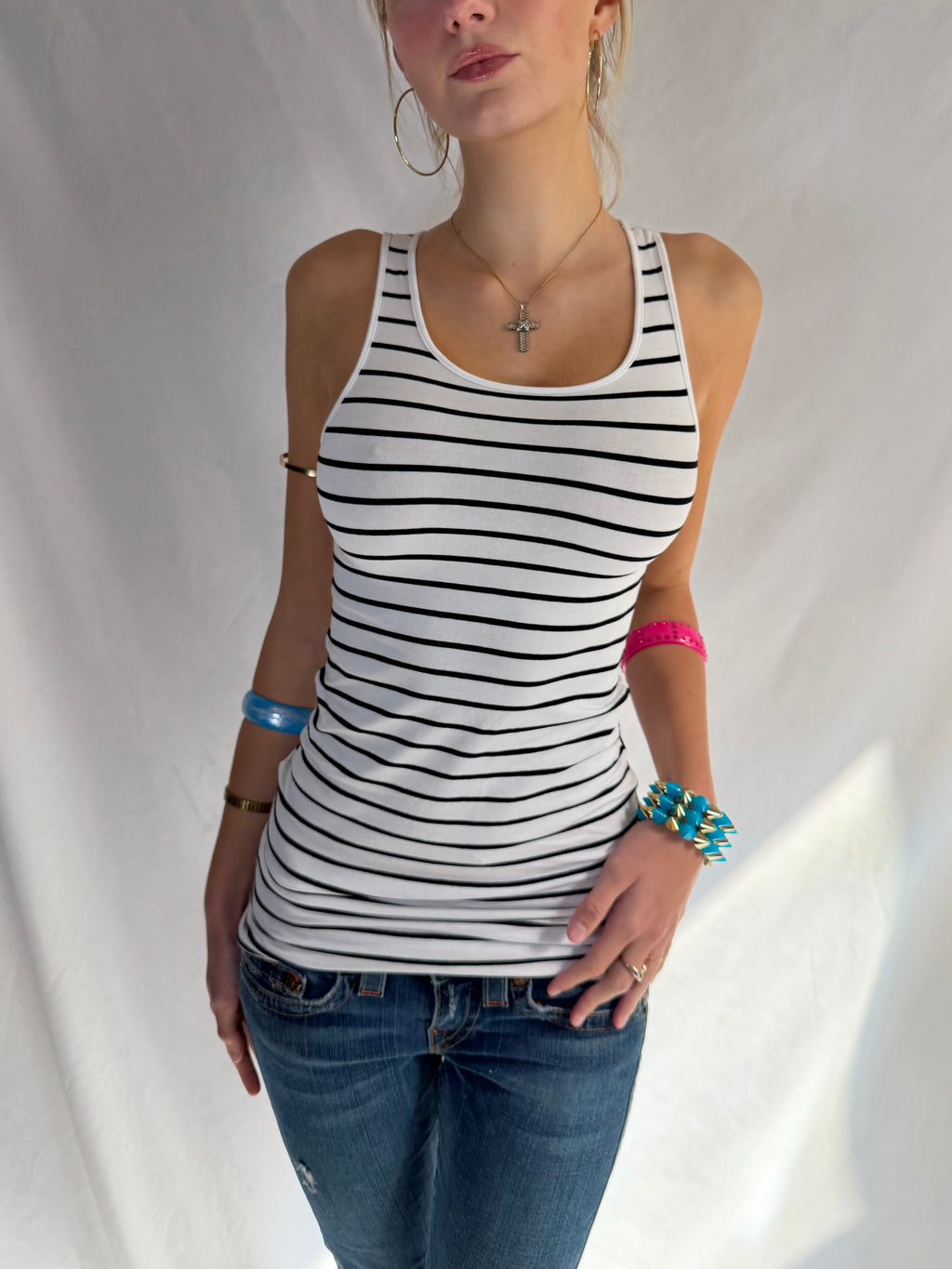 Vintage fitted striped tank top