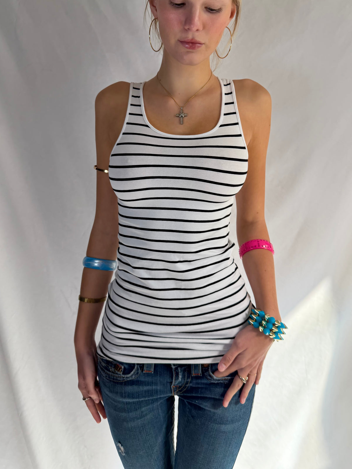 Vintage fitted striped tank top