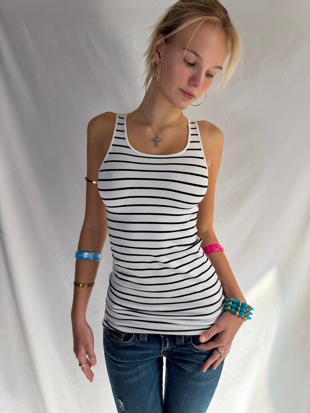 Vintage fitted striped tank top
