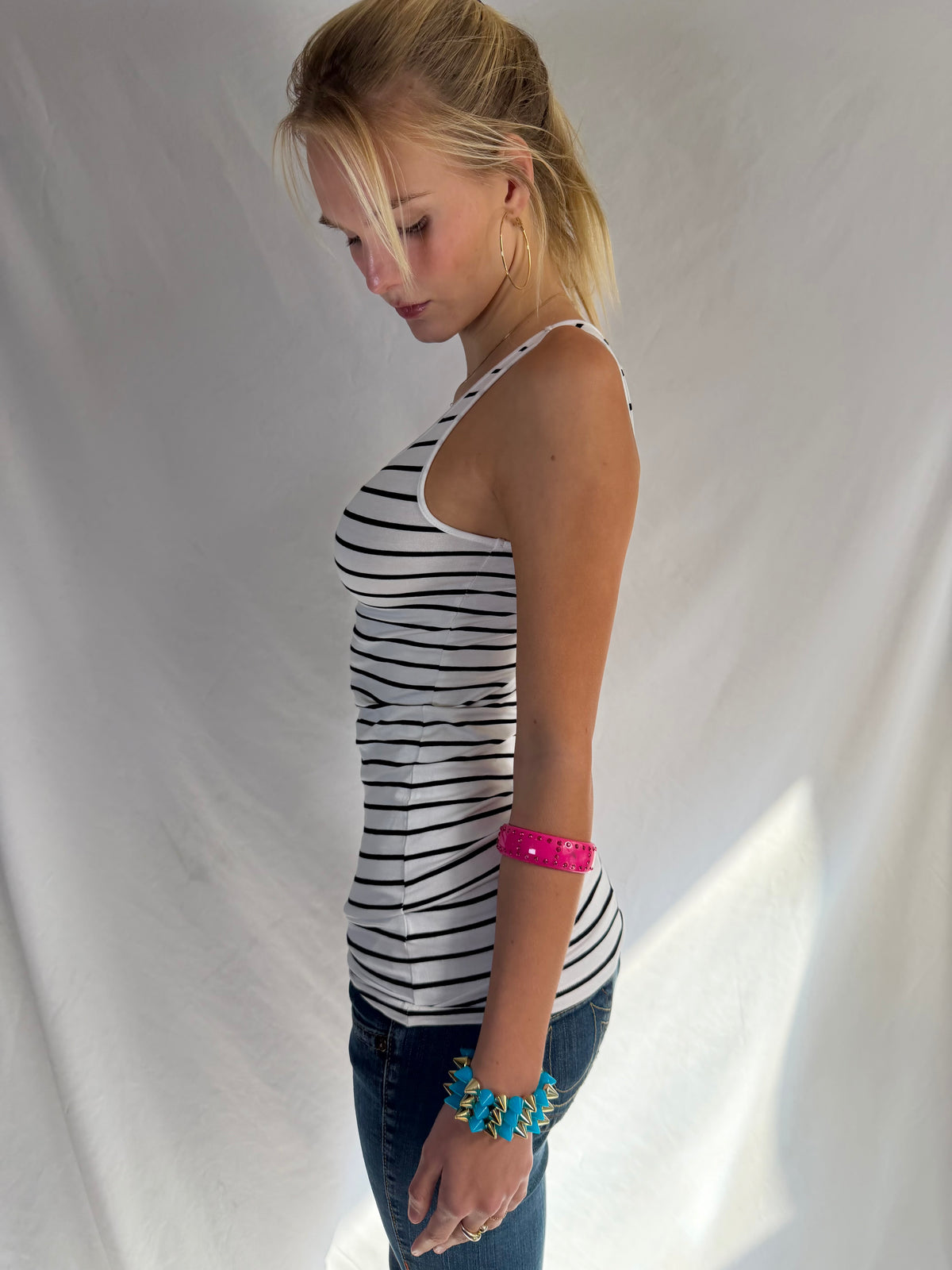 Vintage fitted striped tank top