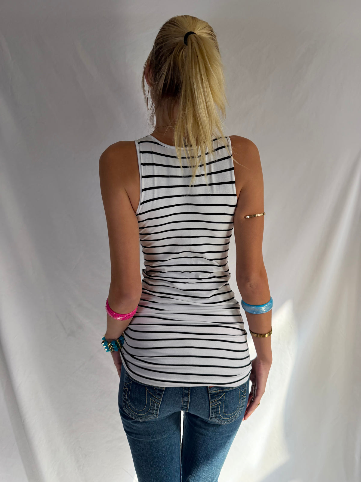 Vintage fitted striped tank top