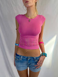 Vintage fitted pink rhinestone top