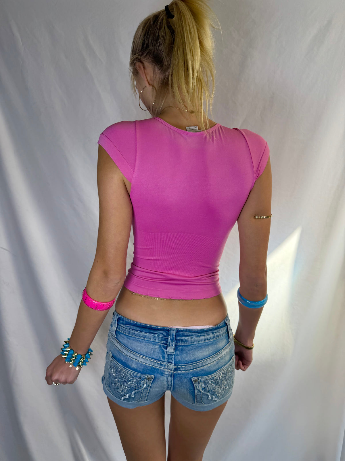Vintage fitted pink rhinestone top