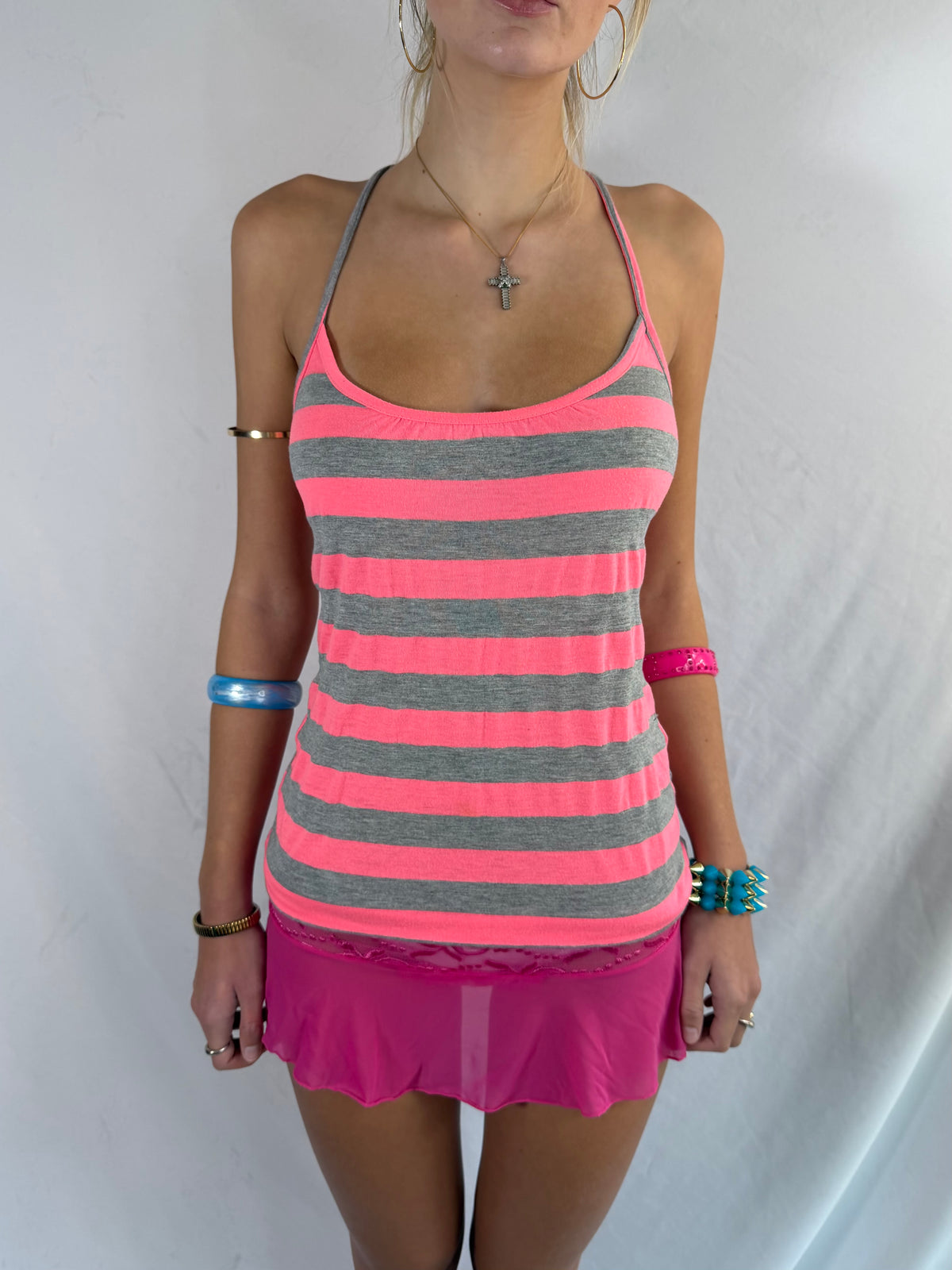 Vintage pink striped tank top