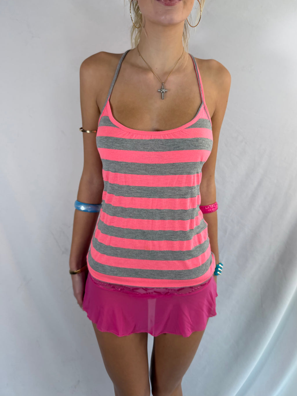 Vintage pink striped tank top