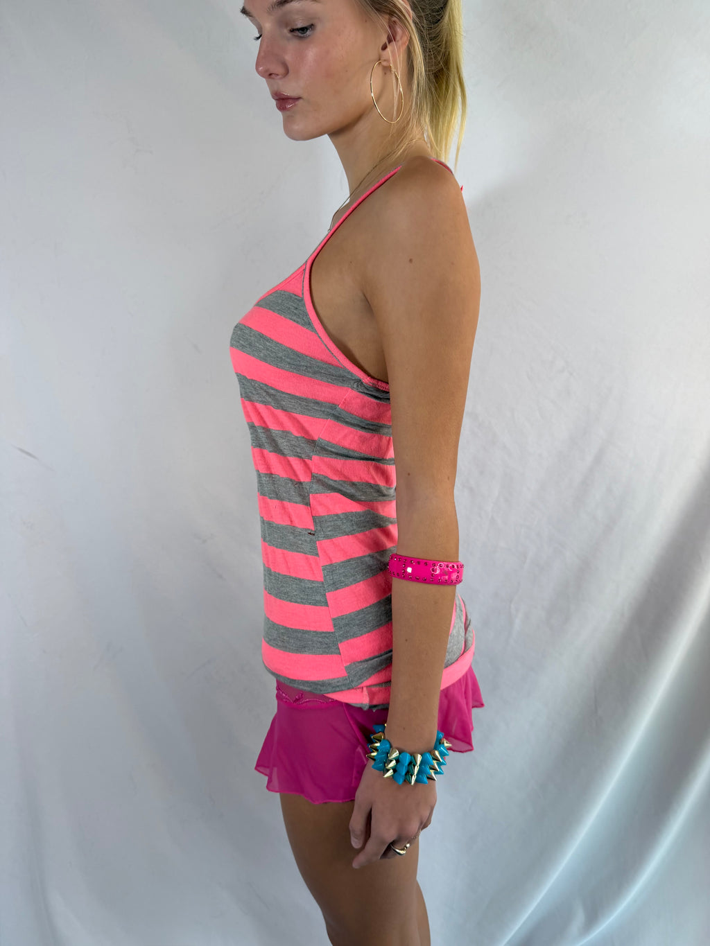Vintage pink striped tank top