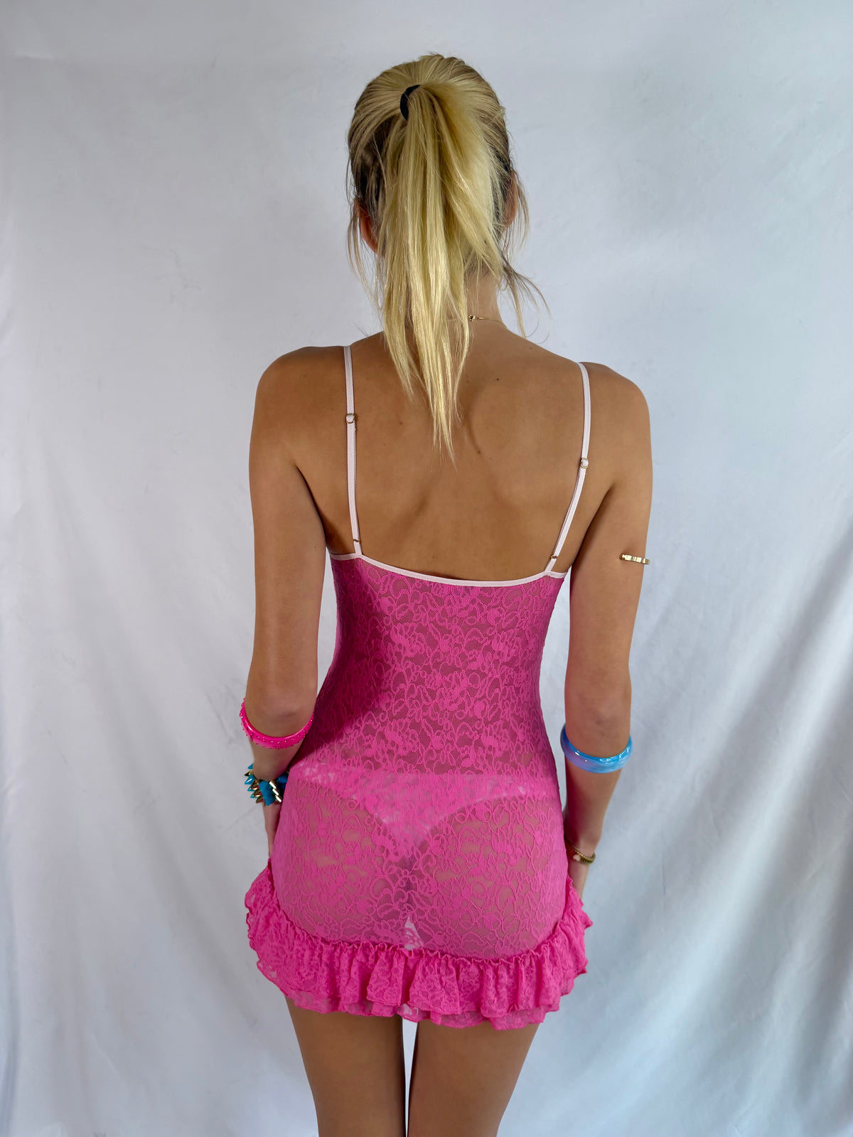 Vintage Victoria’s Secret hot pink lace dress