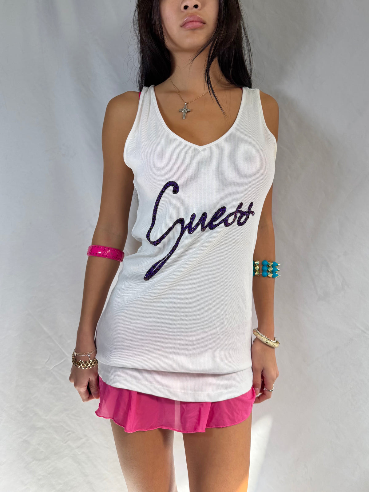 Vintage Guess rhinestone tank top