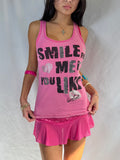 Vintage pink striped graphic tank top