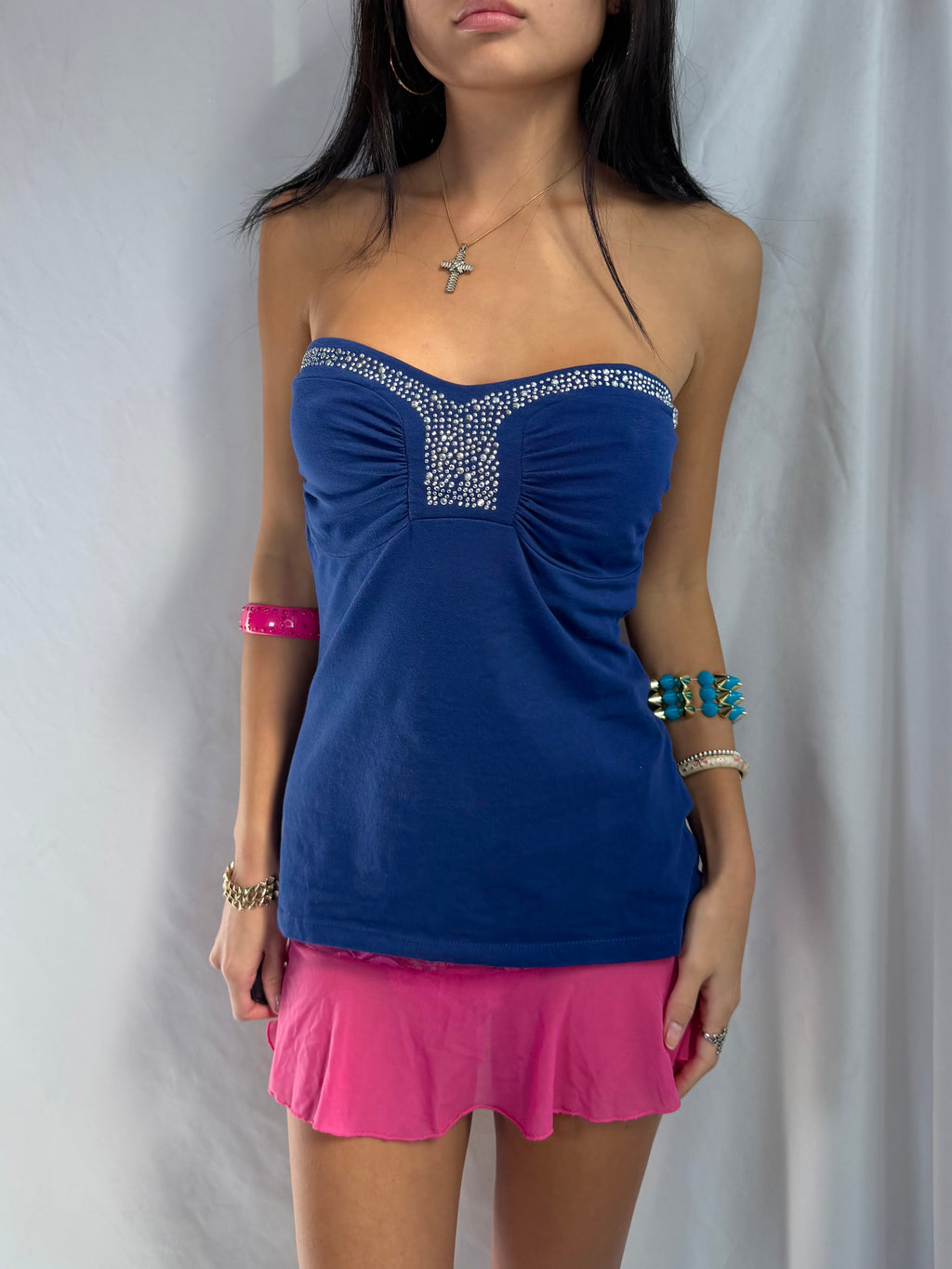 Vintage navy sequin halter top