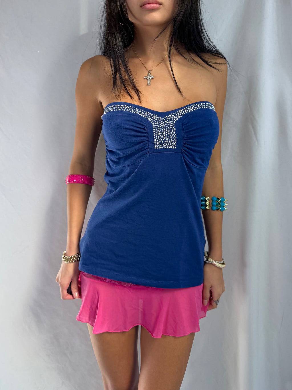 Vintage navy sequin halter top