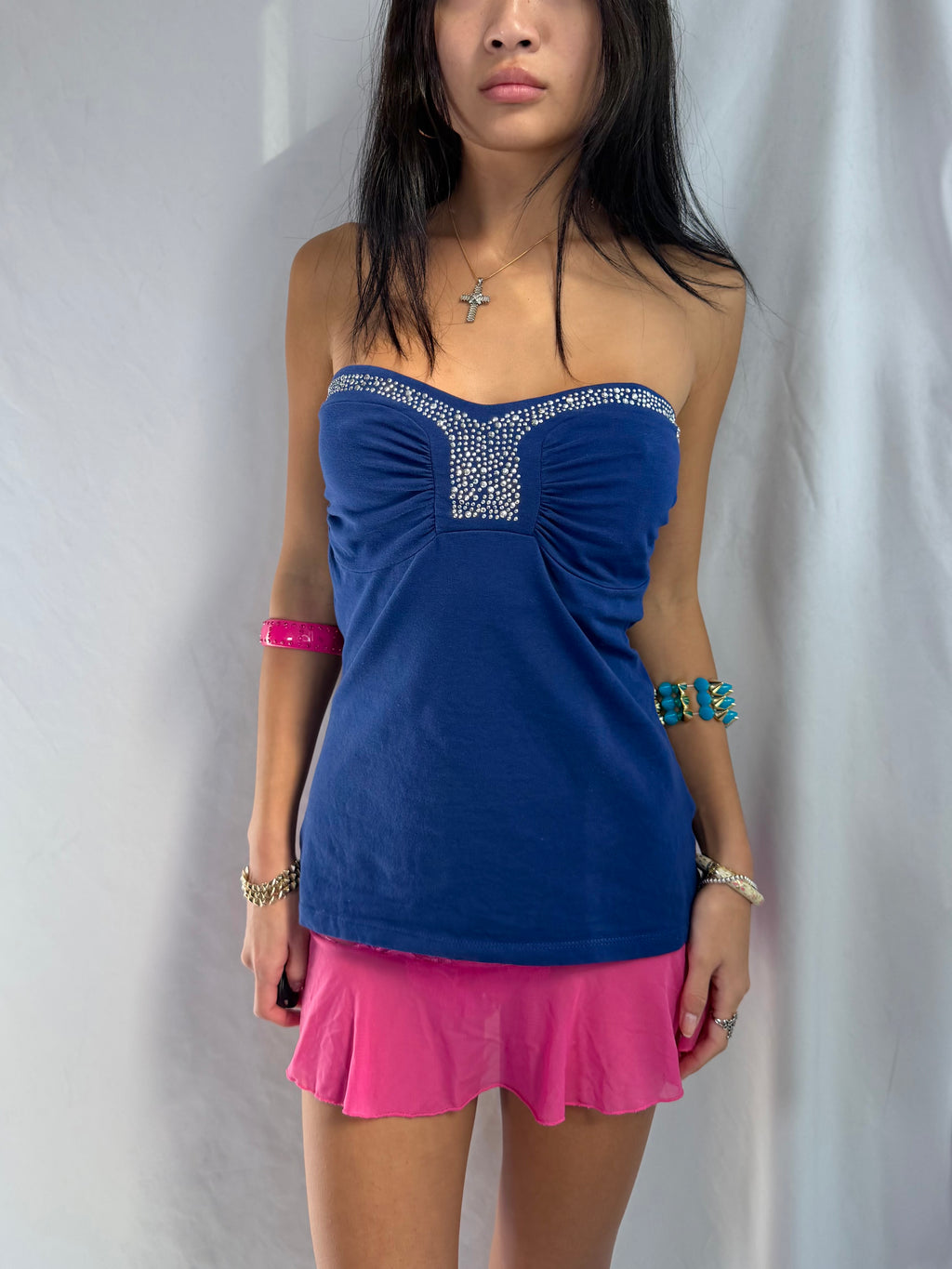 Vintage navy sequin halter top