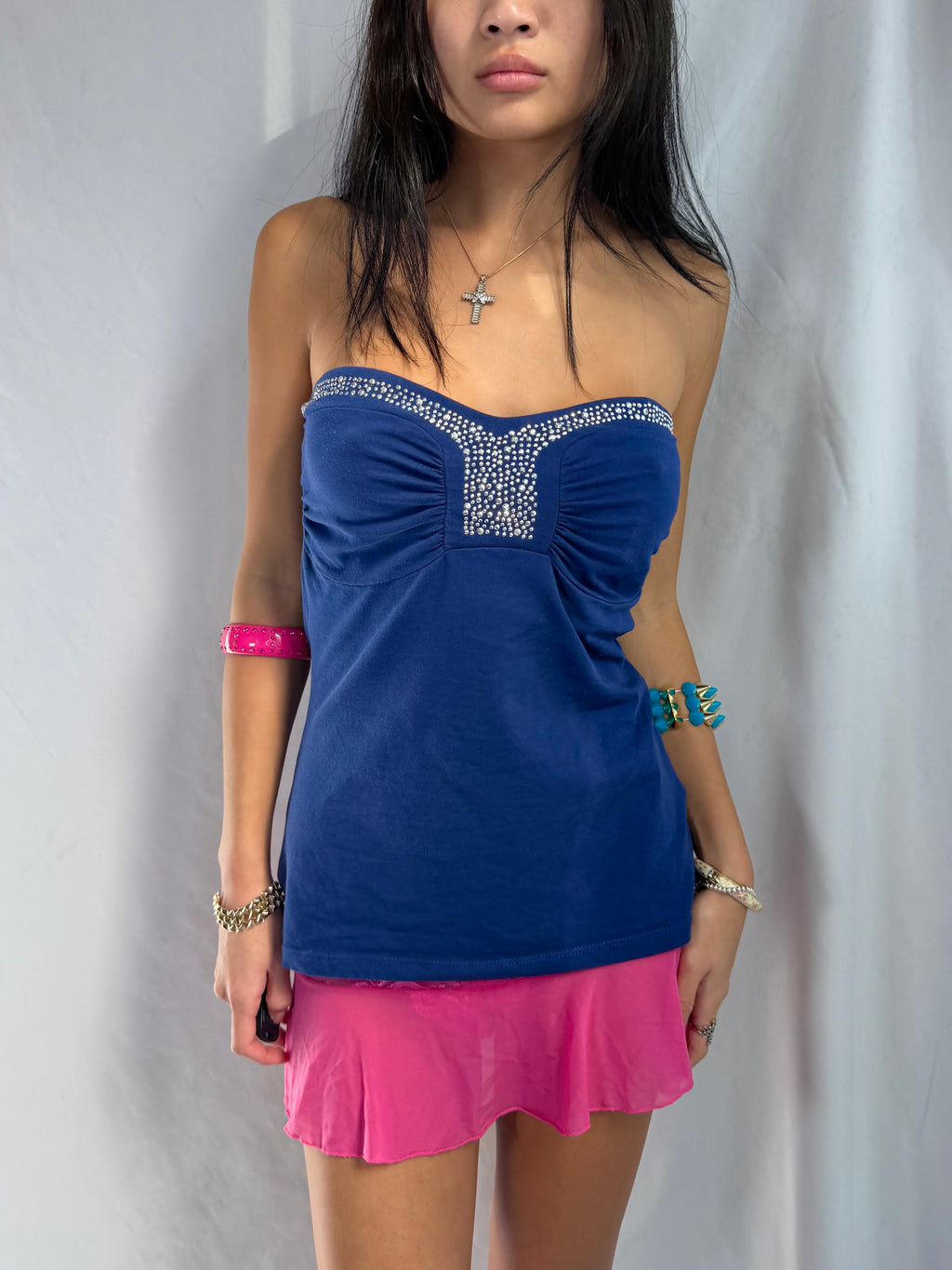 Vintage navy sequin halter top