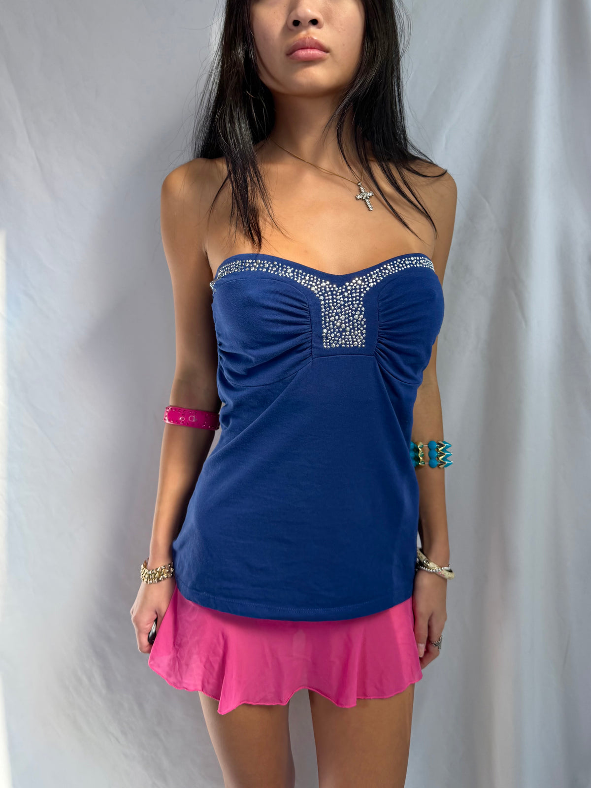 Vintage navy sequin halter top