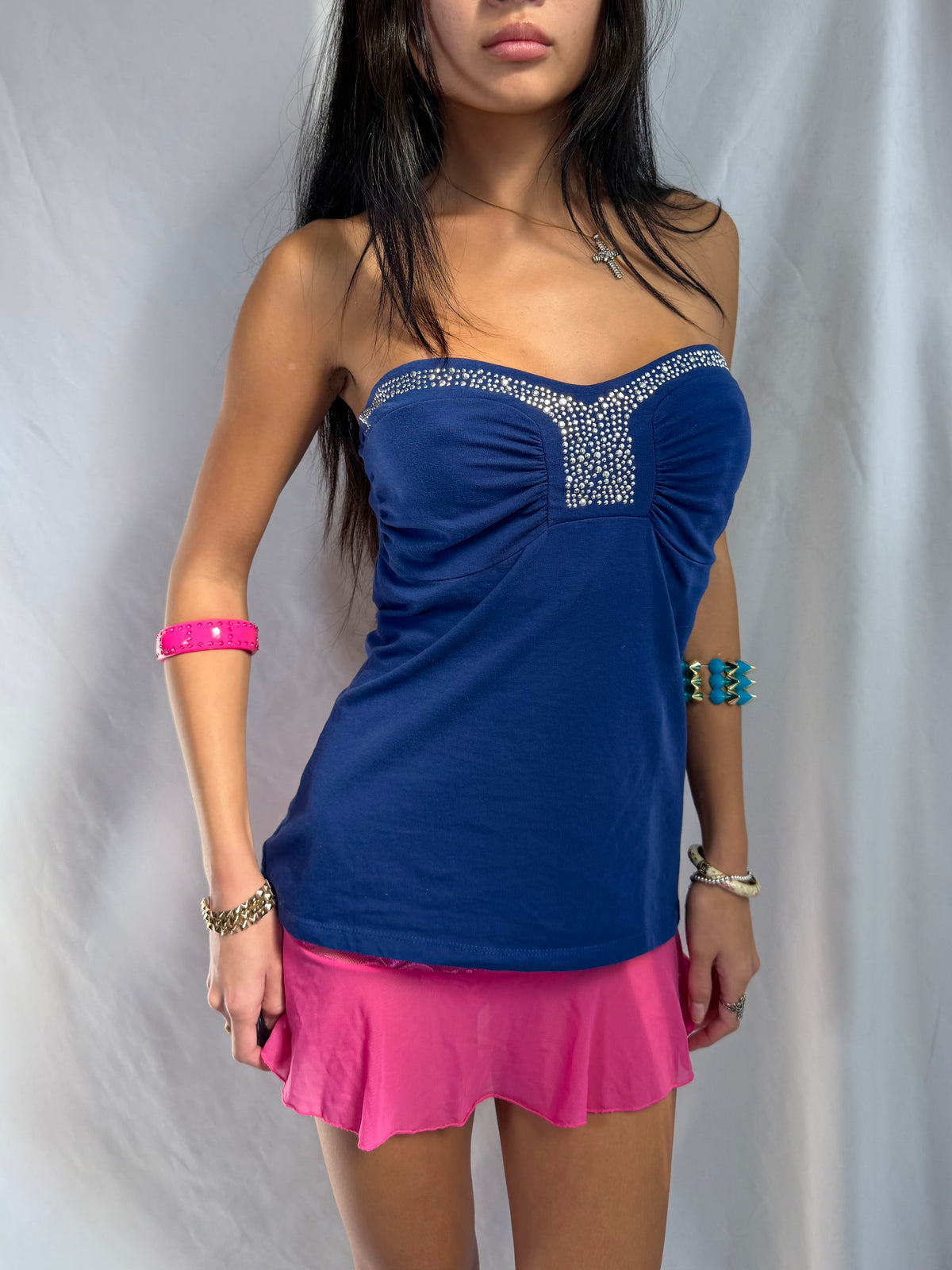 Vintage navy sequin halter top