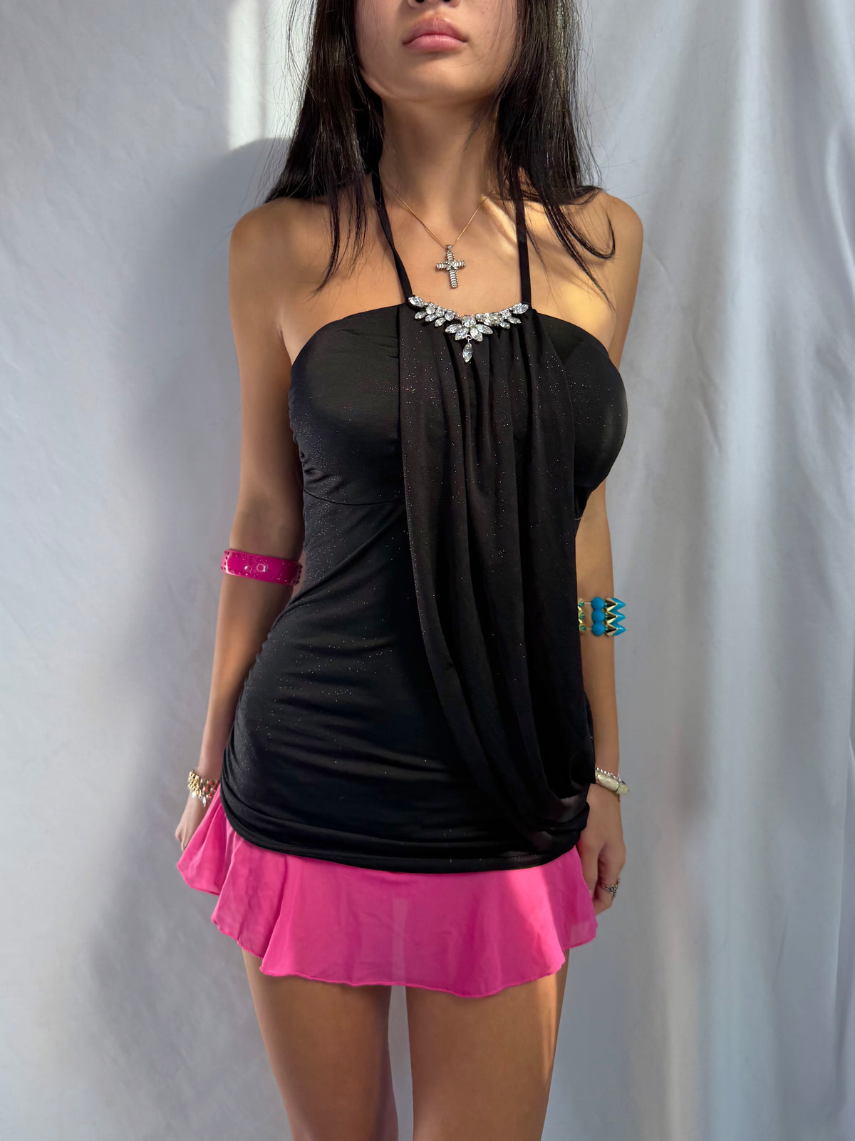 Vintage black gemstone halter top