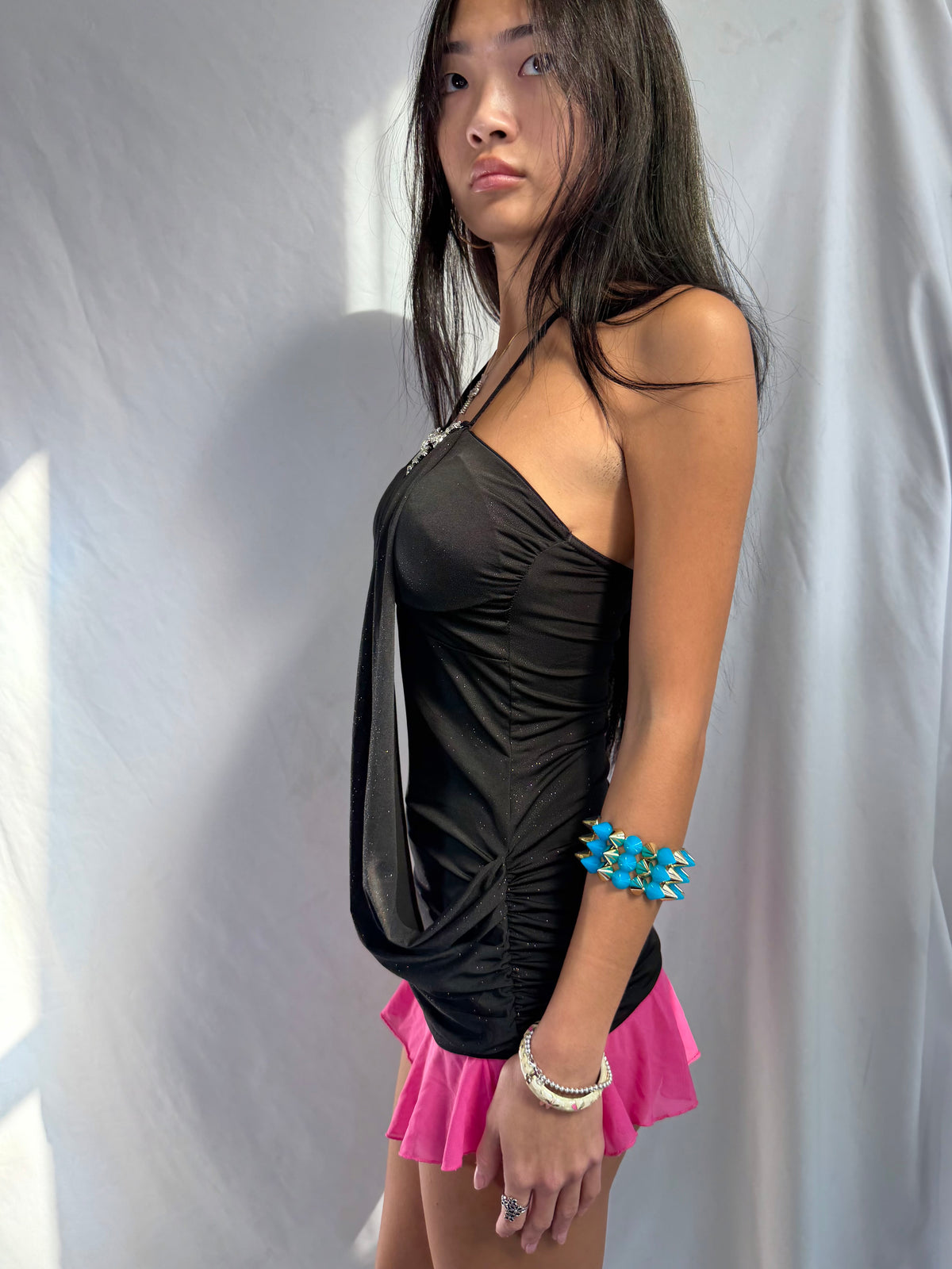 Vintage black gemstone halter top