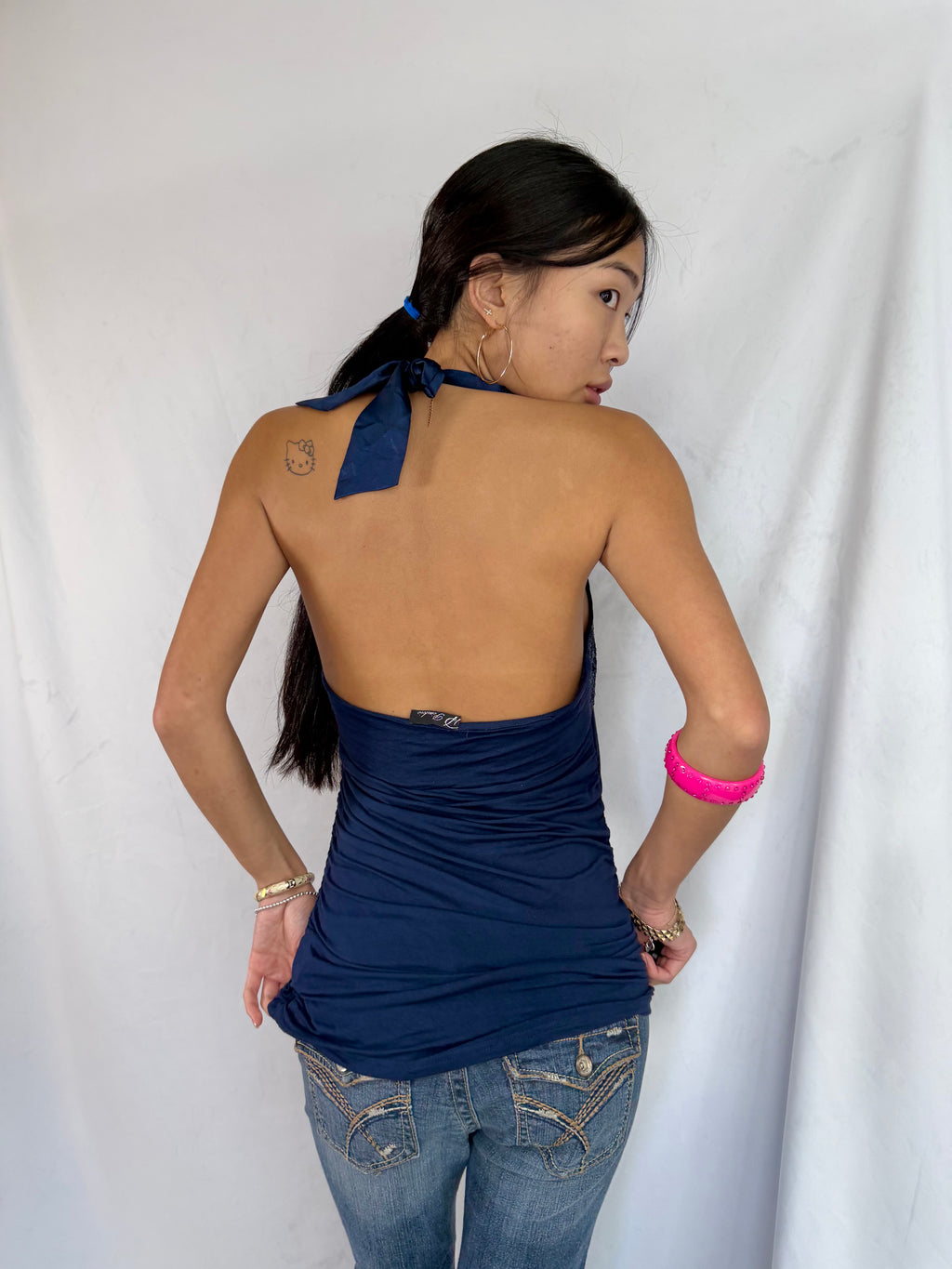Vintage navy zipper halter top/dress