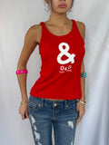 Vintage Dolce & Gabbana red rhinestone tank top