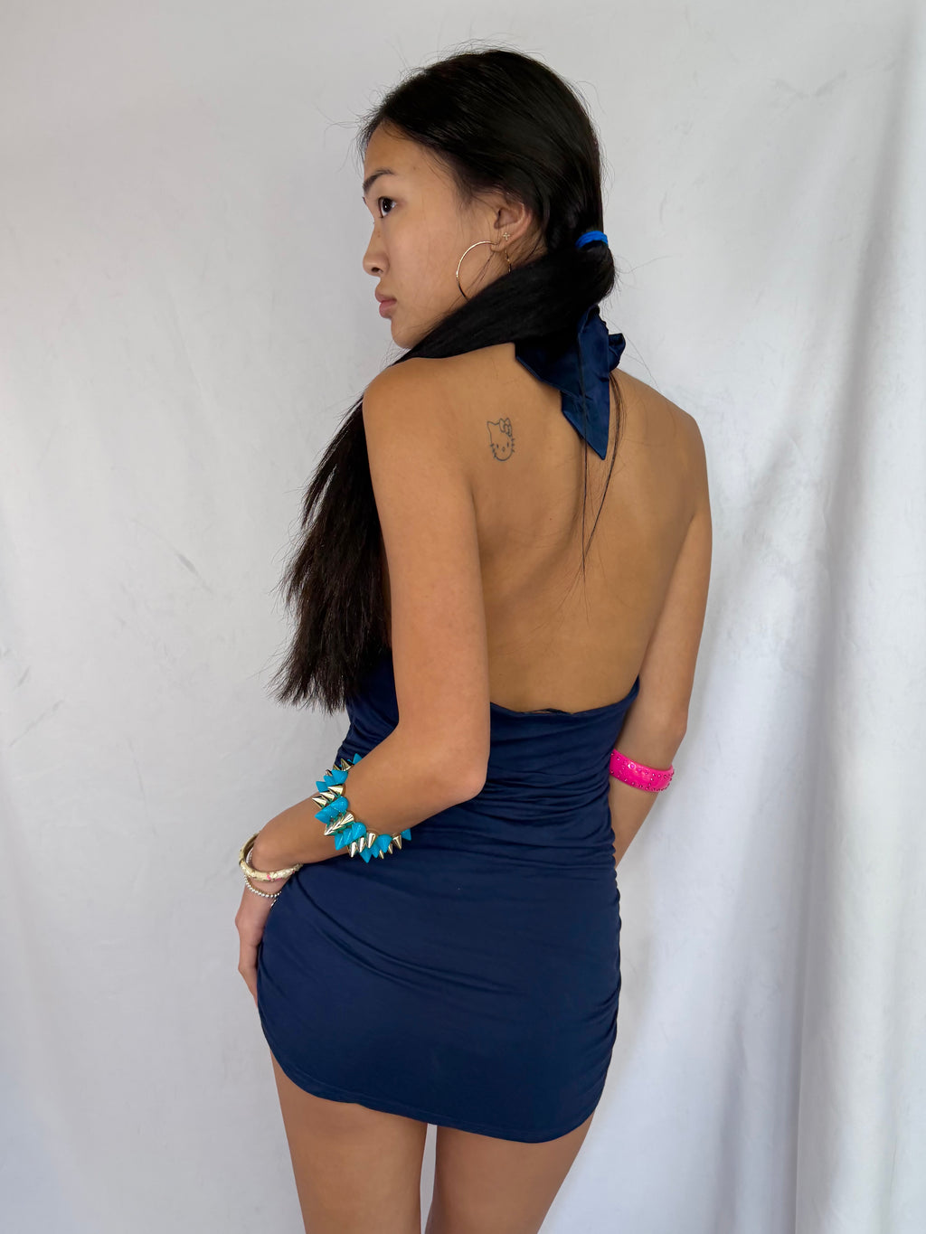 Vintage navy zipper halter top/dress