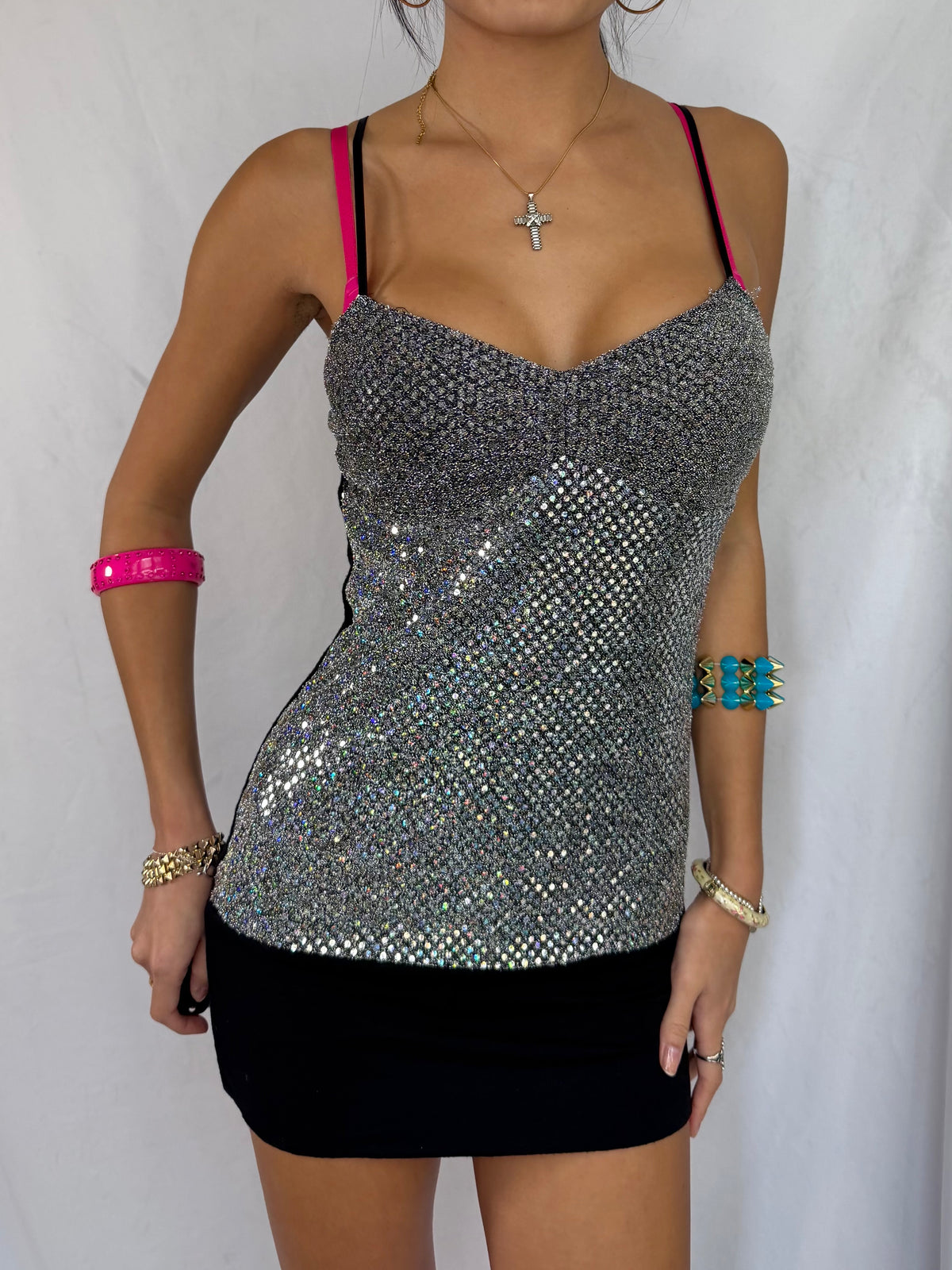 Vintage silver sequin mini dress