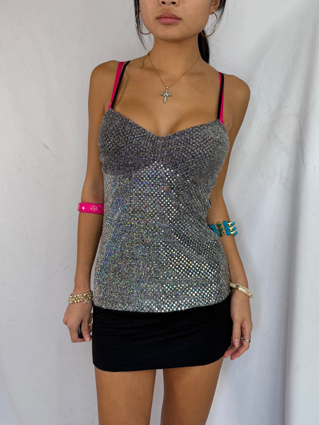 Vintage silver sequin mini dress