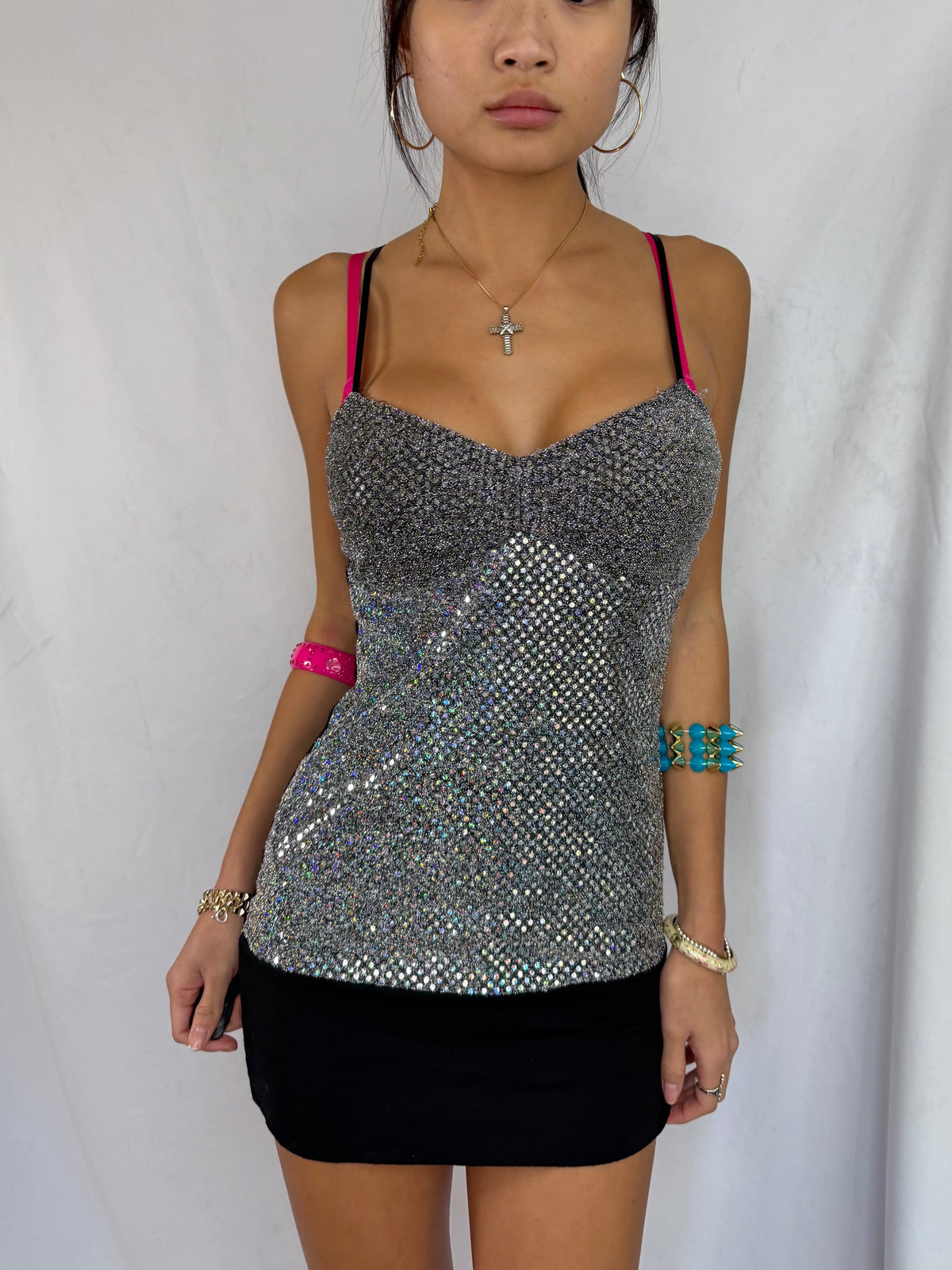 Vintage silver sequin mini dress