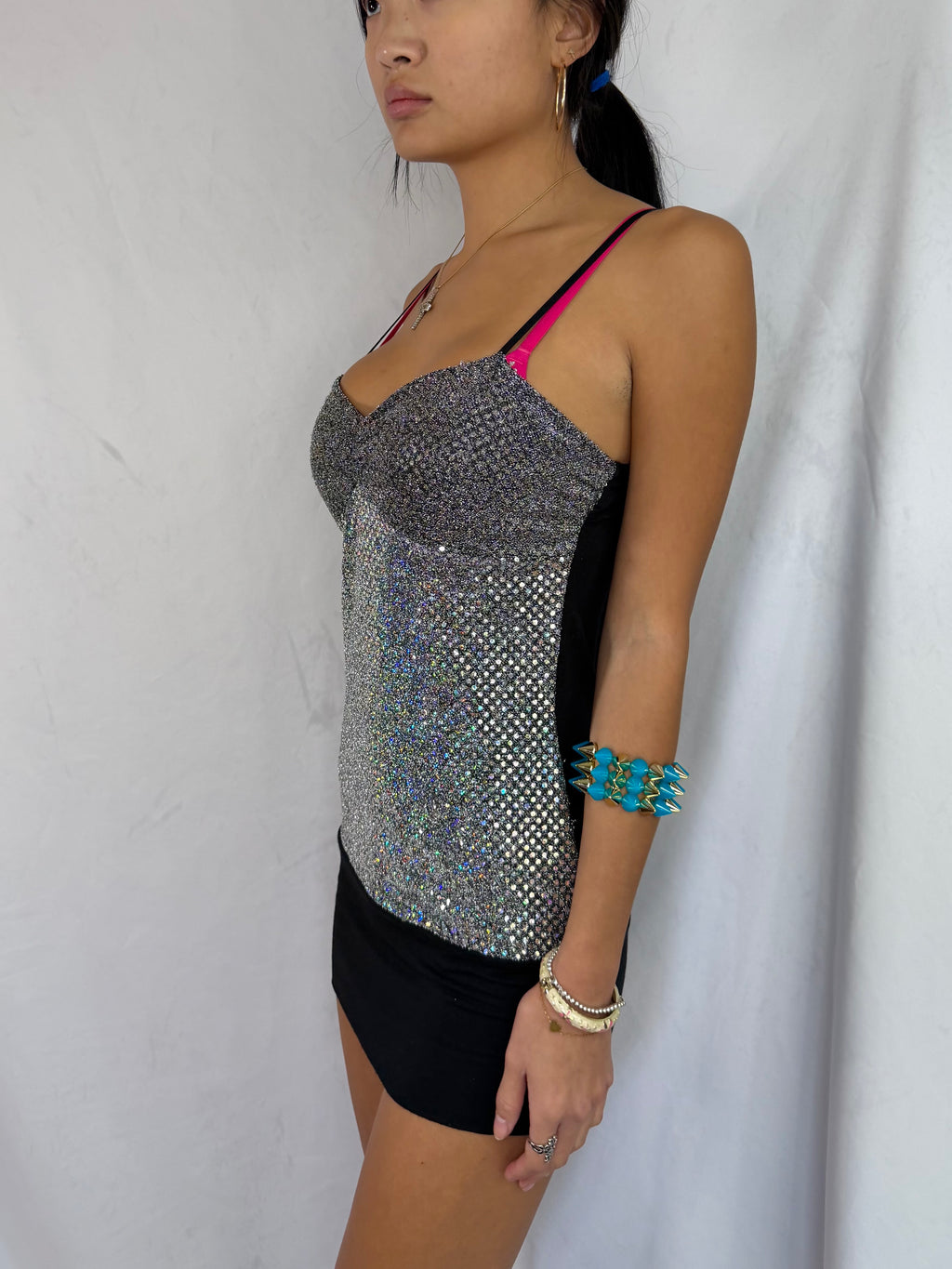 Vintage silver sequin mini dress