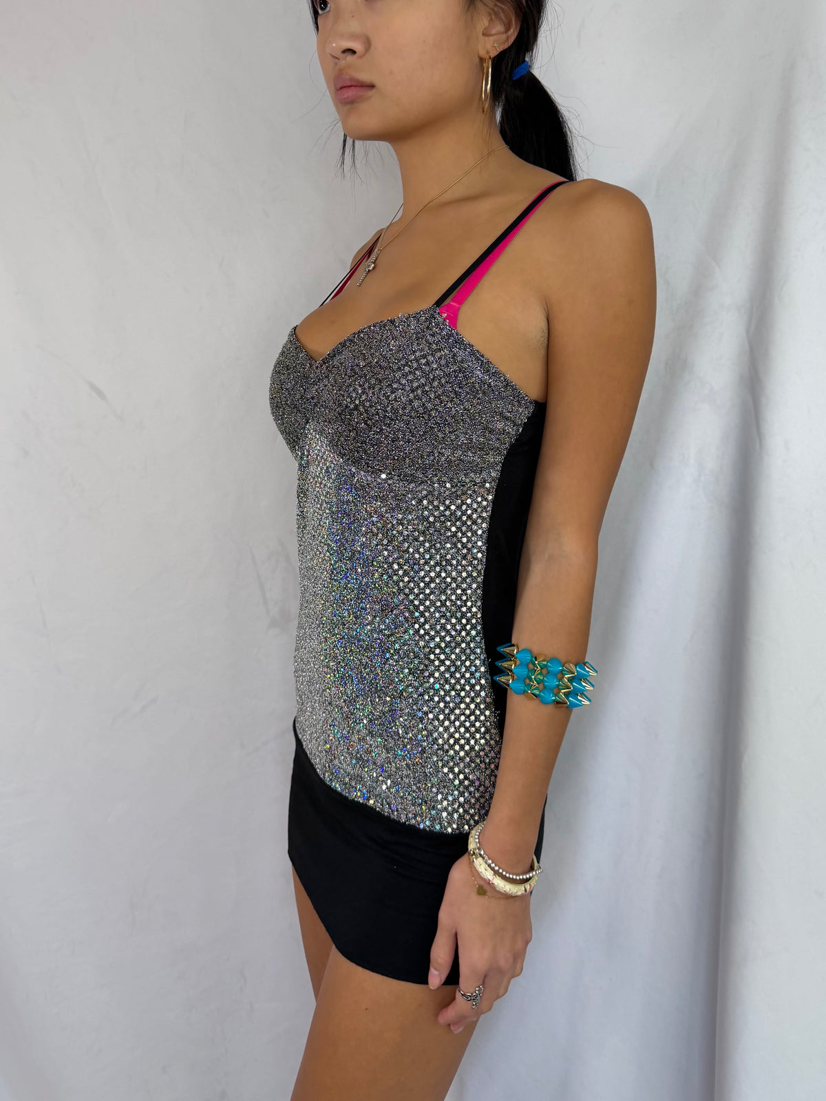 Vintage silver sequin mini dress