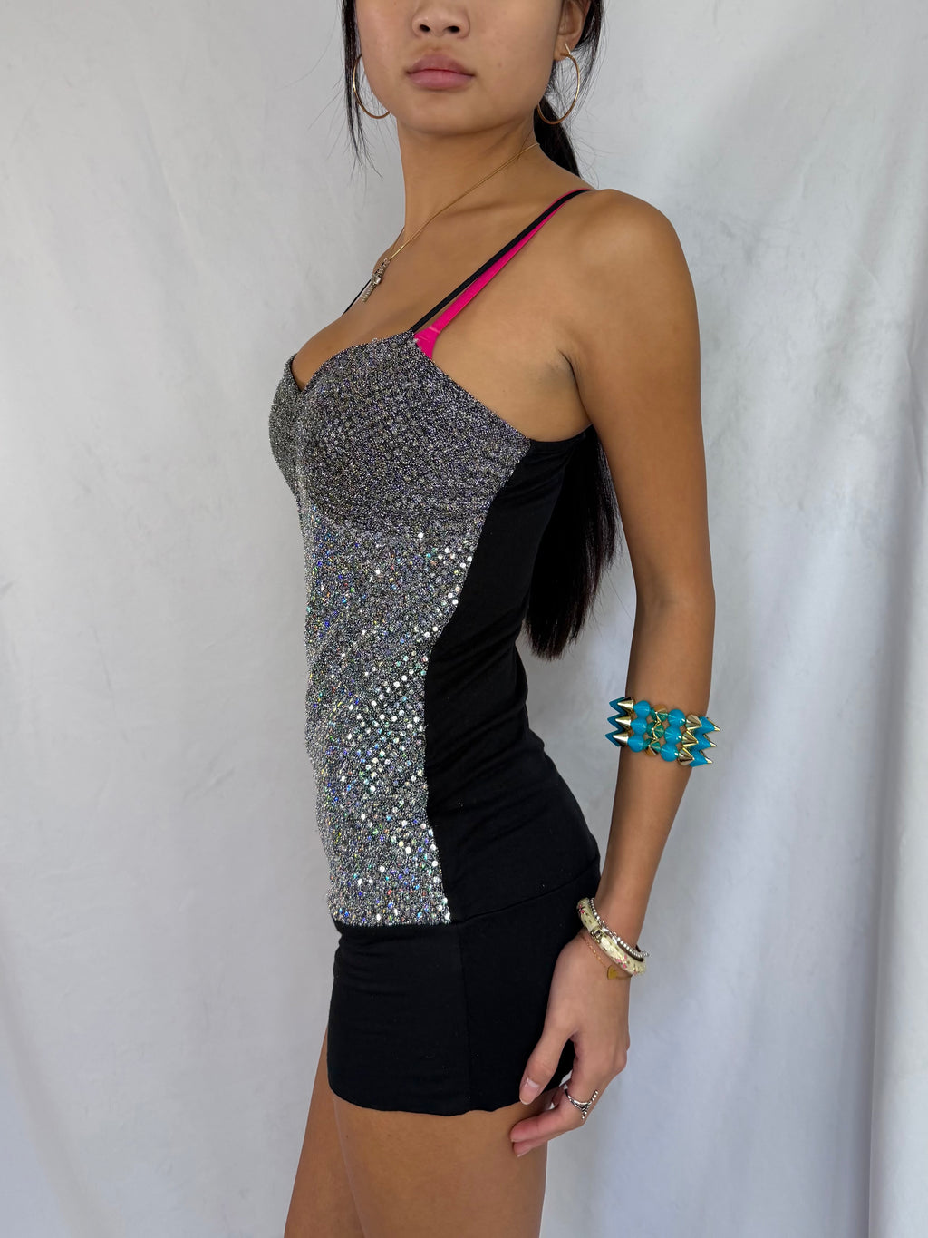 Vintage silver sequin mini dress